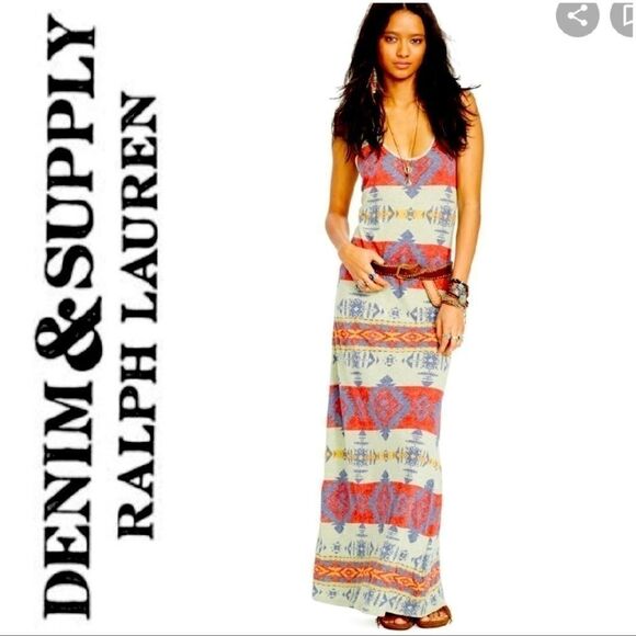 Ralph Lauren Denim & Supply Aztec Print Maxi Tank Dress S - Picture 1 of 5